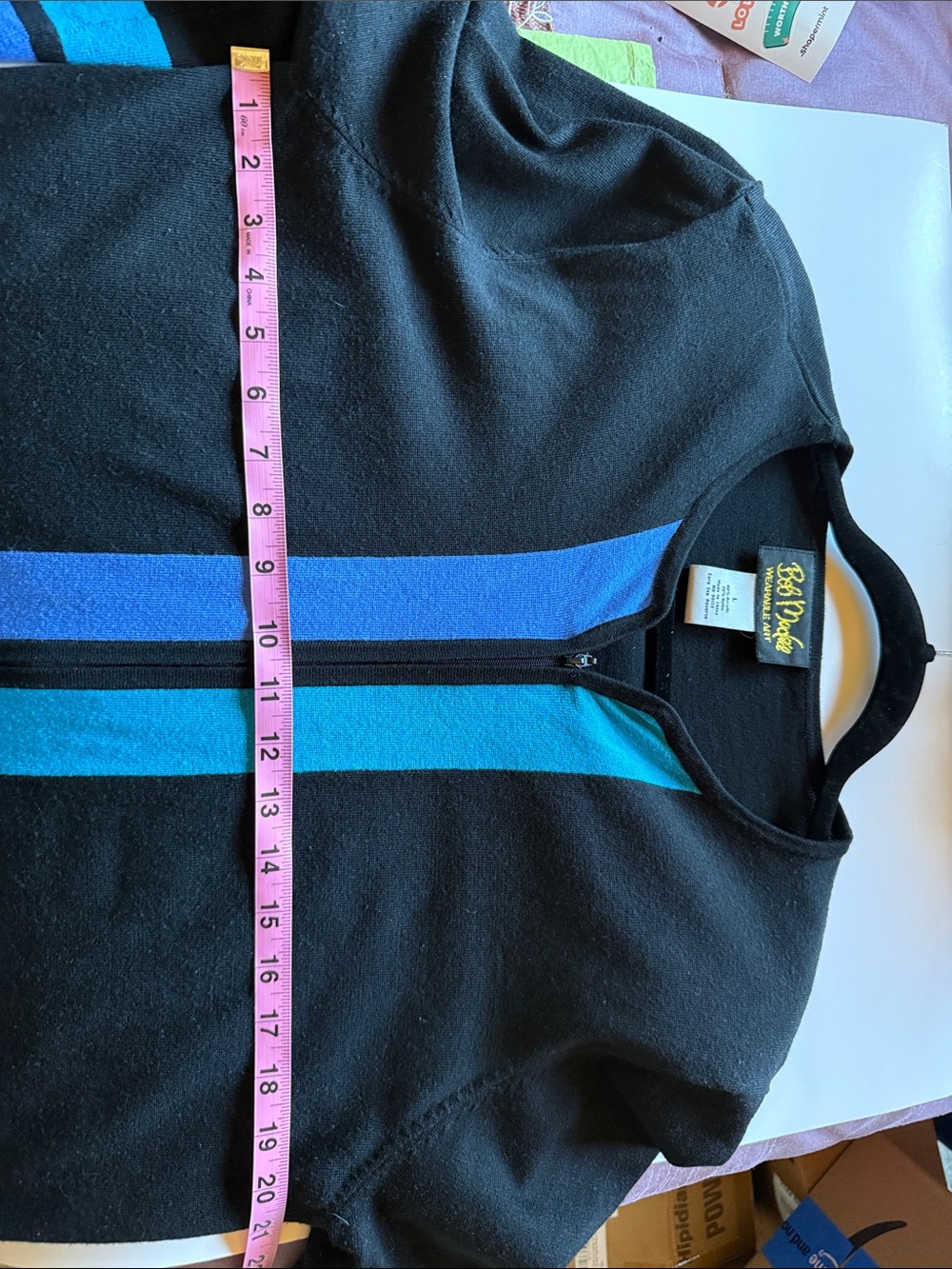 Bob Mackie Sweater - Wearable Art full-zip colorblock cardigan jacket - Picture 7 of 9